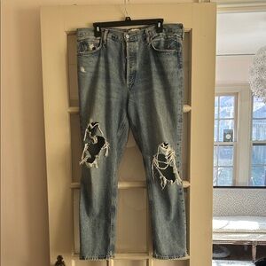 Agolde women’s straight leg Relaxed Distressed Light Blue Jeans